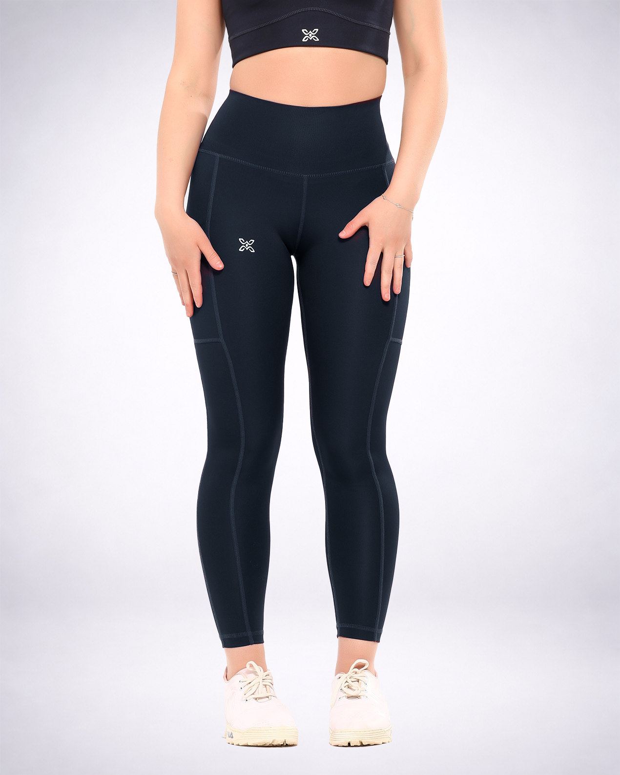 Navy Dual Side Pocketed Leggings