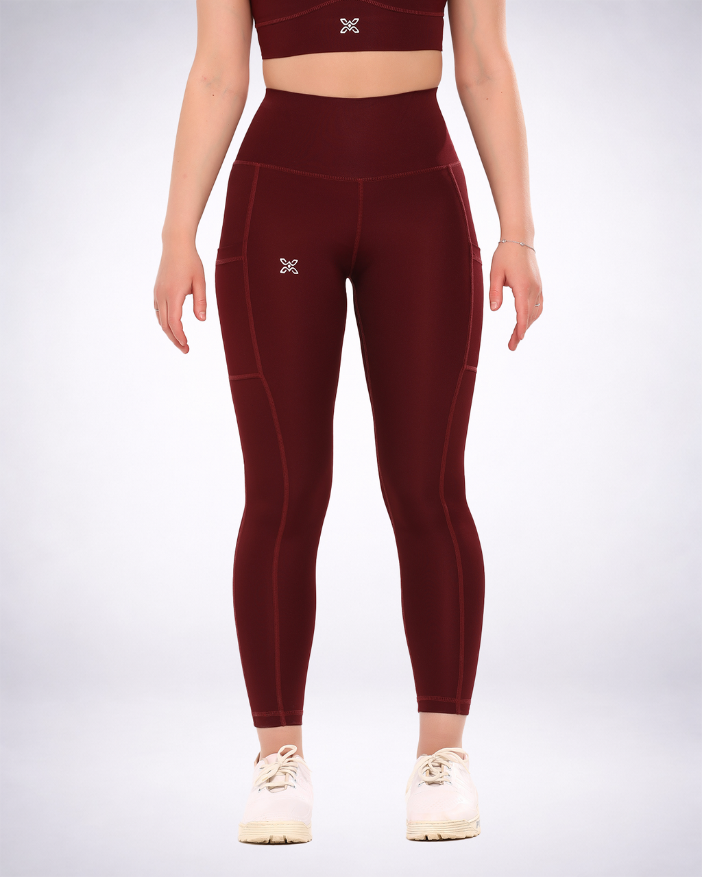 Burgundy Dual Side Pocketed Leggings