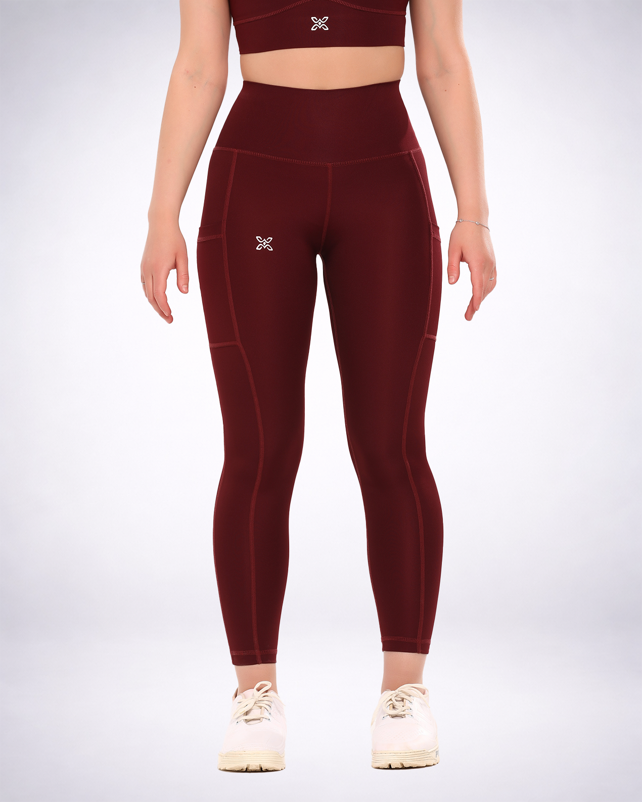 Burgundy Dual Side Pocketed Leggings