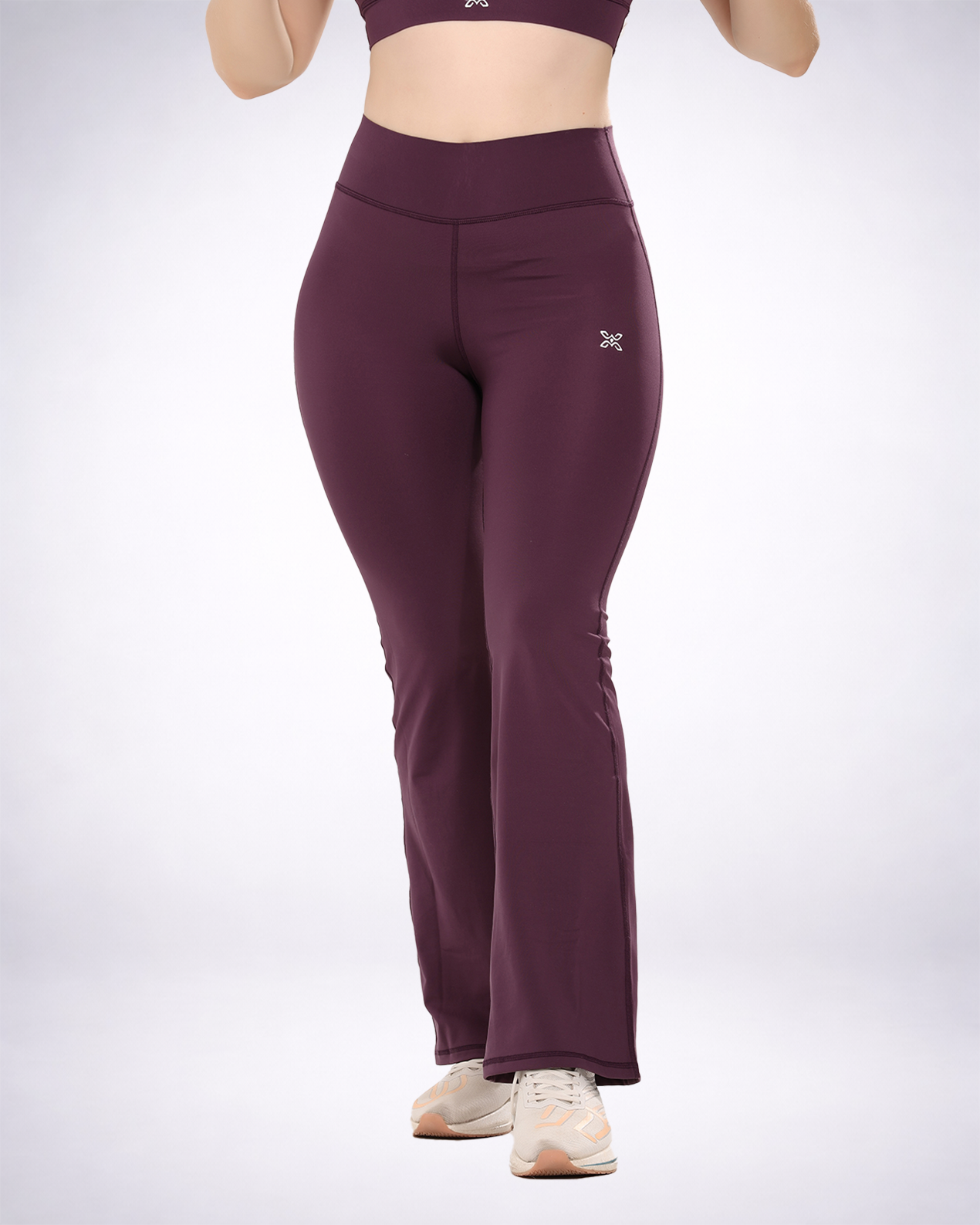 Purple High-Waisted Flare Leggings