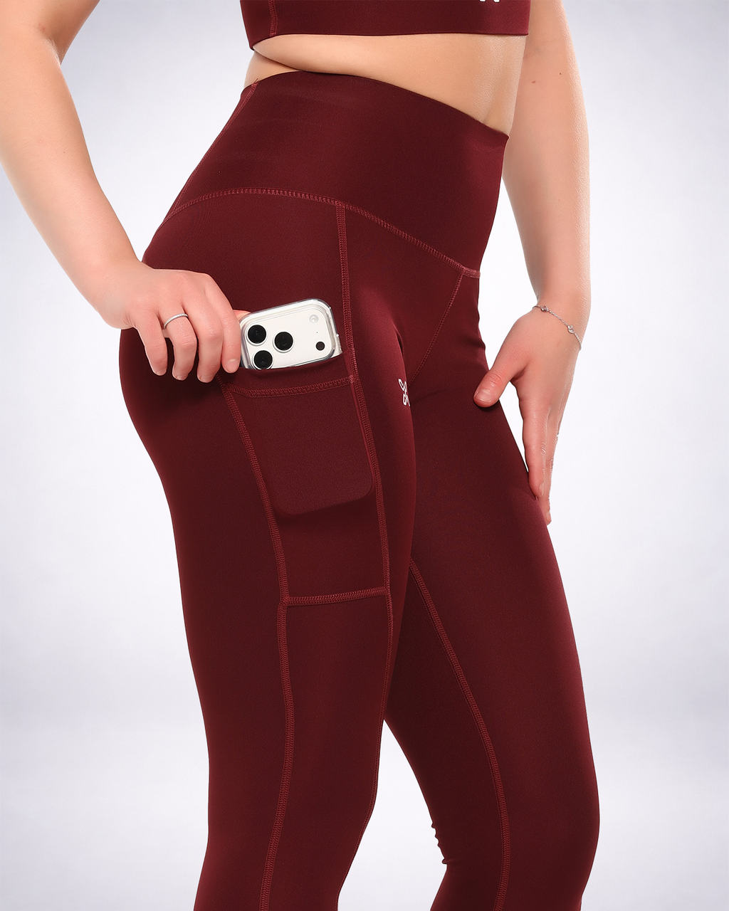 Burgundy Dual Side Pocketed Leggings