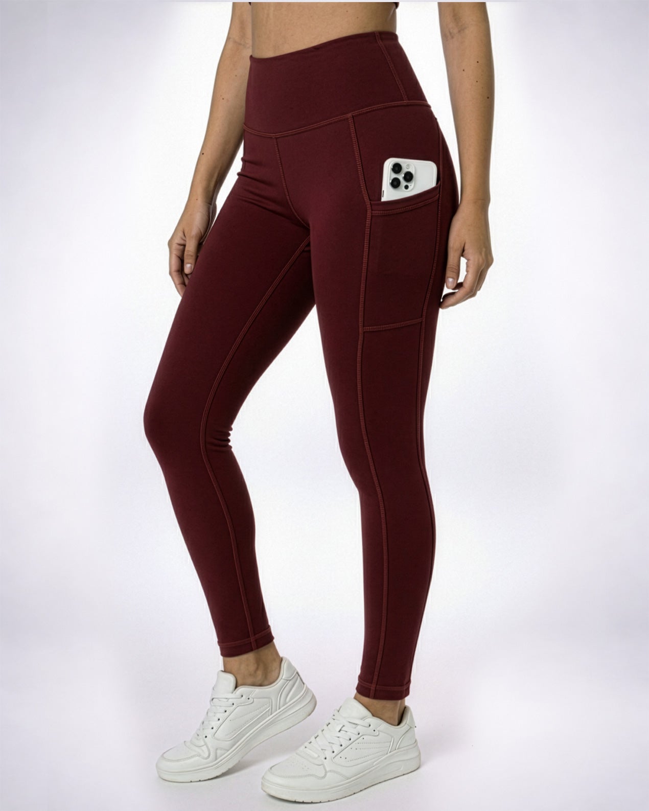 Burgundy Dual Side Pocketed Leggings