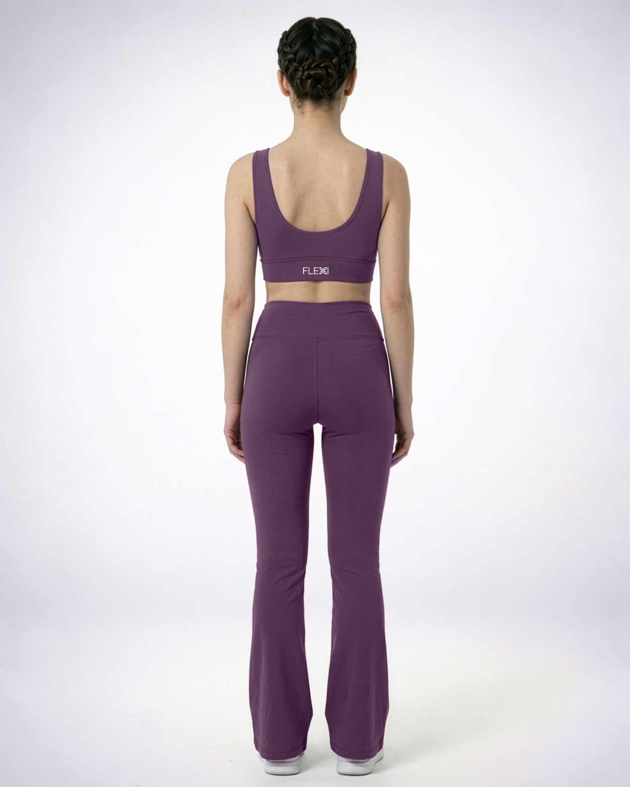 Purple High-Waisted Flare Leggings