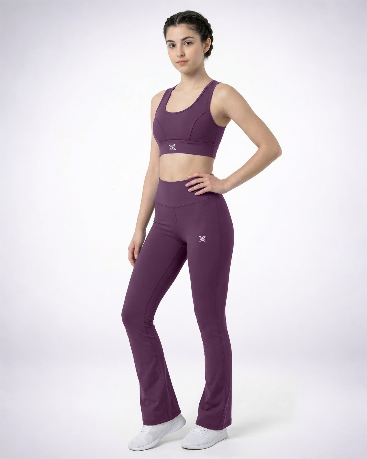 Purple High-Waisted Flare Leggings