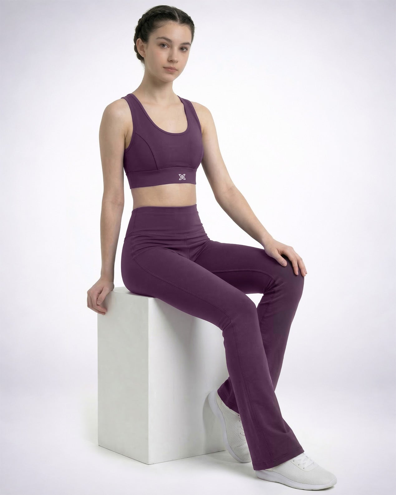 Purple High-Waisted Flare Leggings